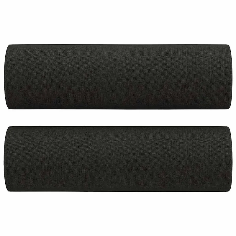 Trivietė sofa su pagalvėlėmis, juodos spalvos, 180cm, audinys