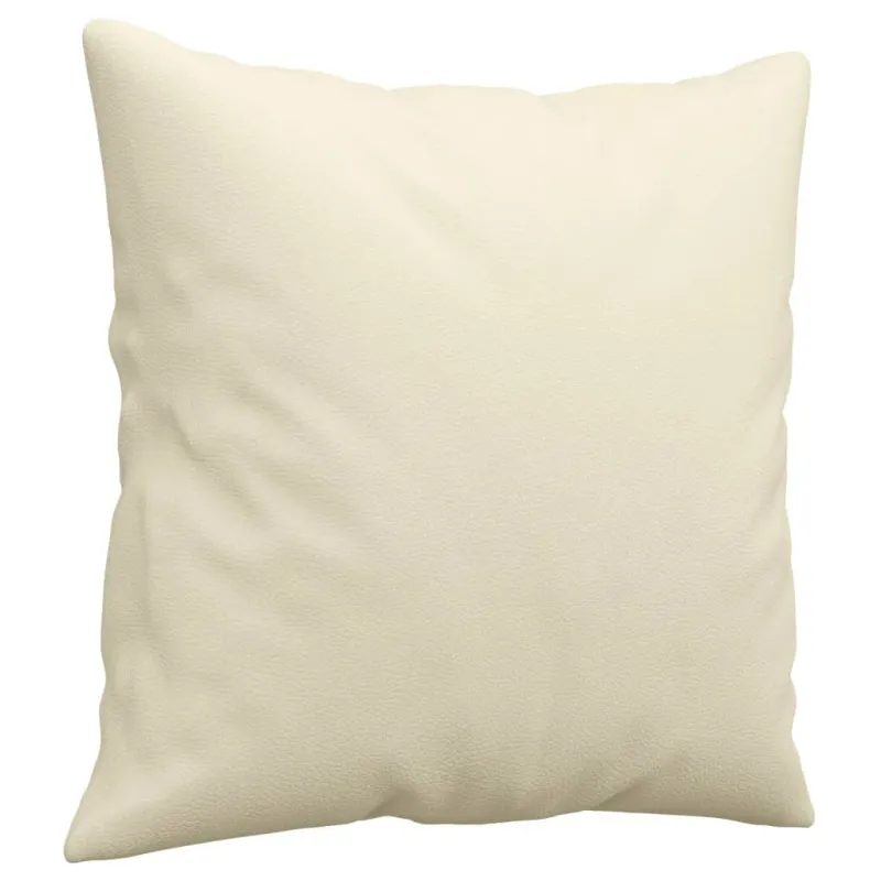 Trivietė sofa su pagalvėlėmis, kreminė, 180cm, dirbtinė oda