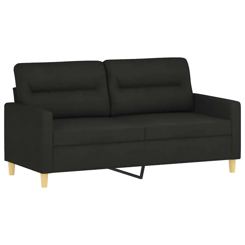 Dvivietė sofa su pagalvėlėmis, juodos spalvos, 140cm, audinys