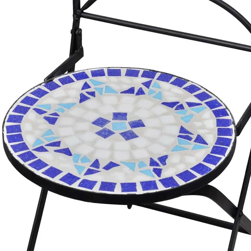 Bistrokalustekokoonpano, 3D, sininen ja valkoinen, keraamiset laatat