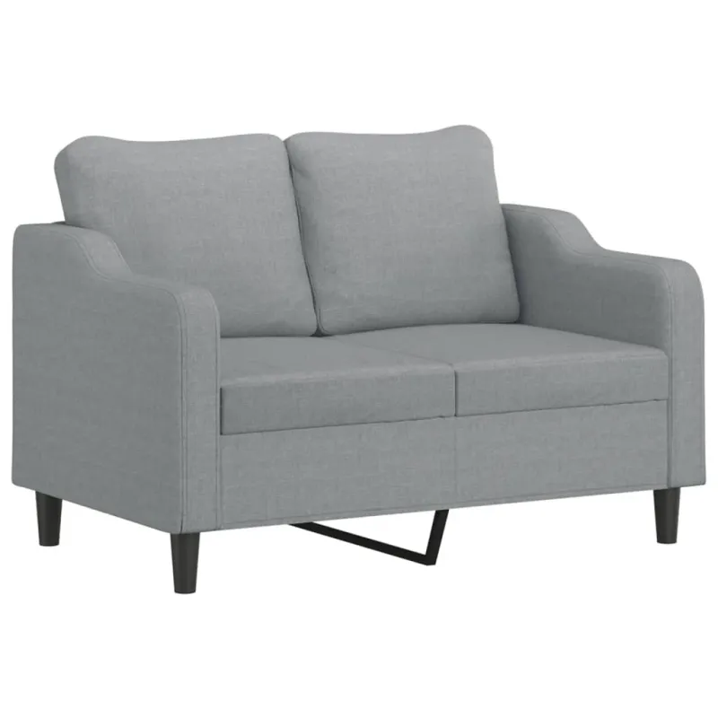 Dvivietė sofa su pagalvėlėmis, šviesiai pilka, 120cm, audinys