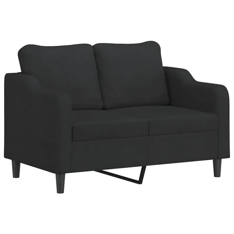 Dvivietė sofa su pagalvėlėmis, juodos spalvos, 120cm, audinys