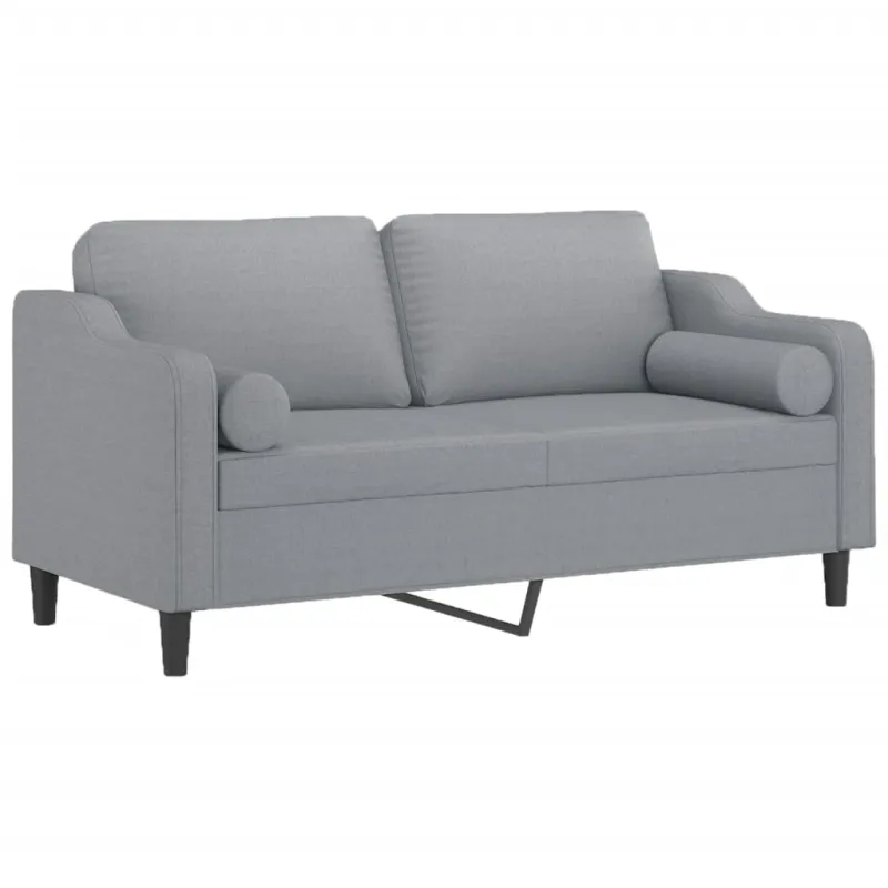 Dvivietė sofa su pagalvėlėmis, šviesiai pilka, 140cm, audinys