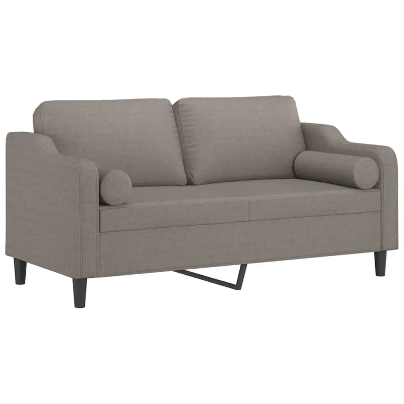 Dvivietė sofa su pagalvėlėmis, taupe spalvos, 140cm, audinys