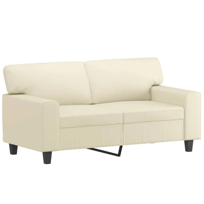 Dvivietė sofa su pagalvėlėmis, kreminė, 120cm, dirbtinė oda
