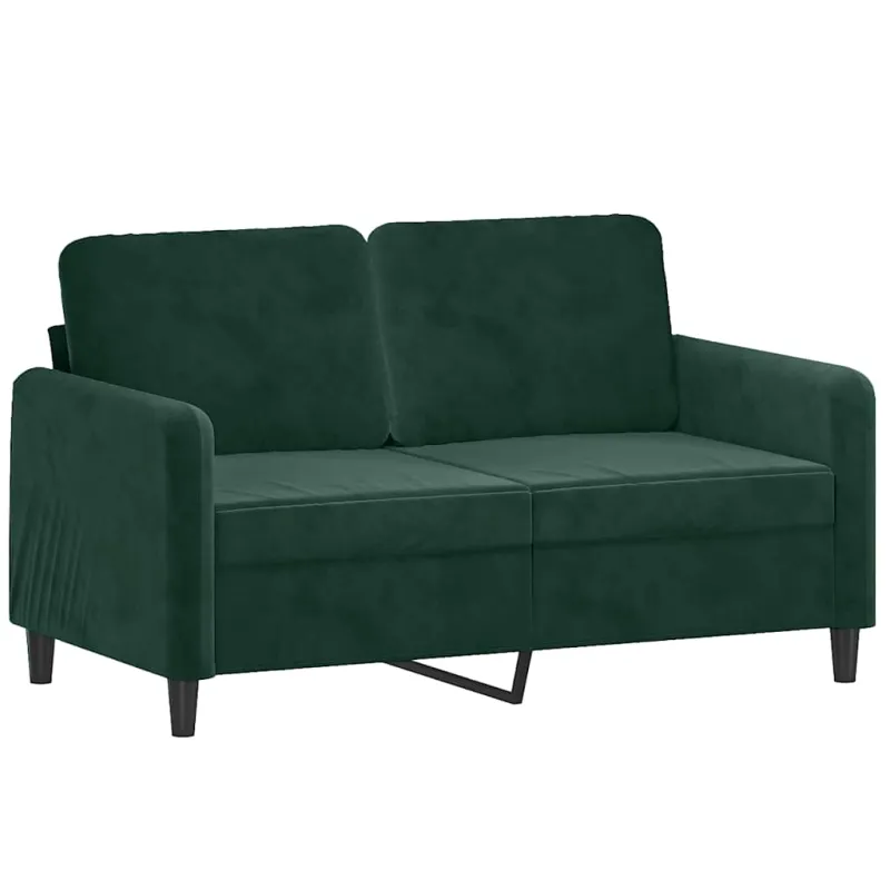 Dvivietė sofa su pagalvėlėmis, tamsiai žalia, 120cm, aksomas