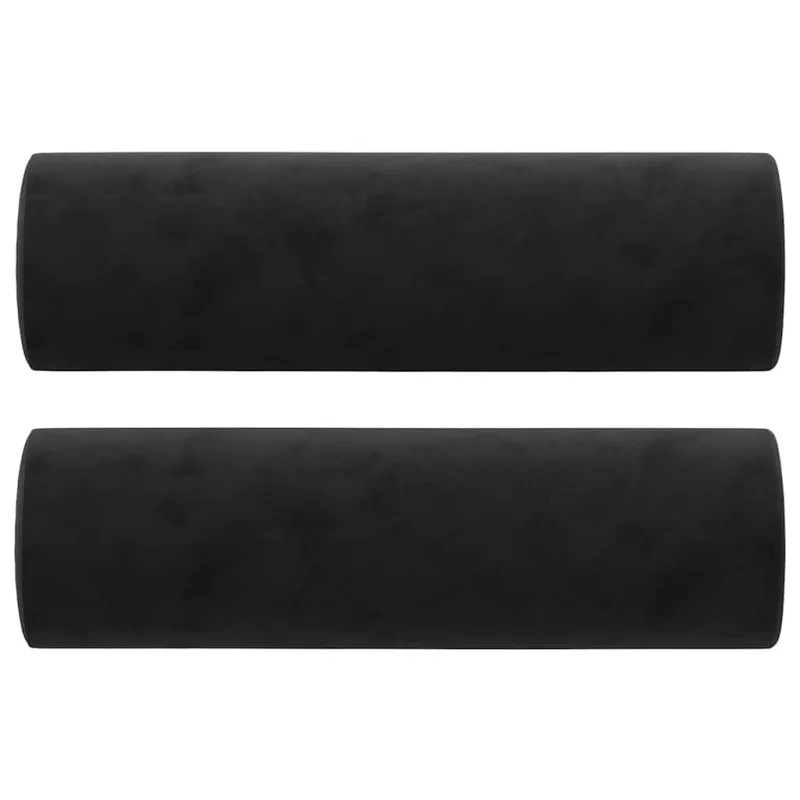 Dvivietė sofa su pagalvėlėmis, juodos spalvos, 120cm, aksomas