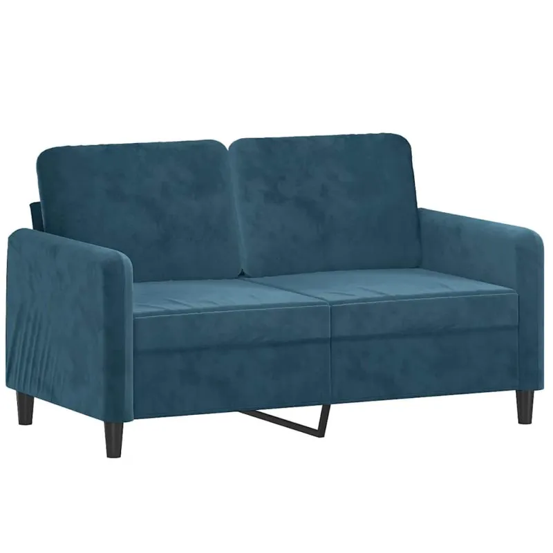 Dvivietė sofa su pagalvėlėmis, mėlynos spalvos, 120cm, aksomas