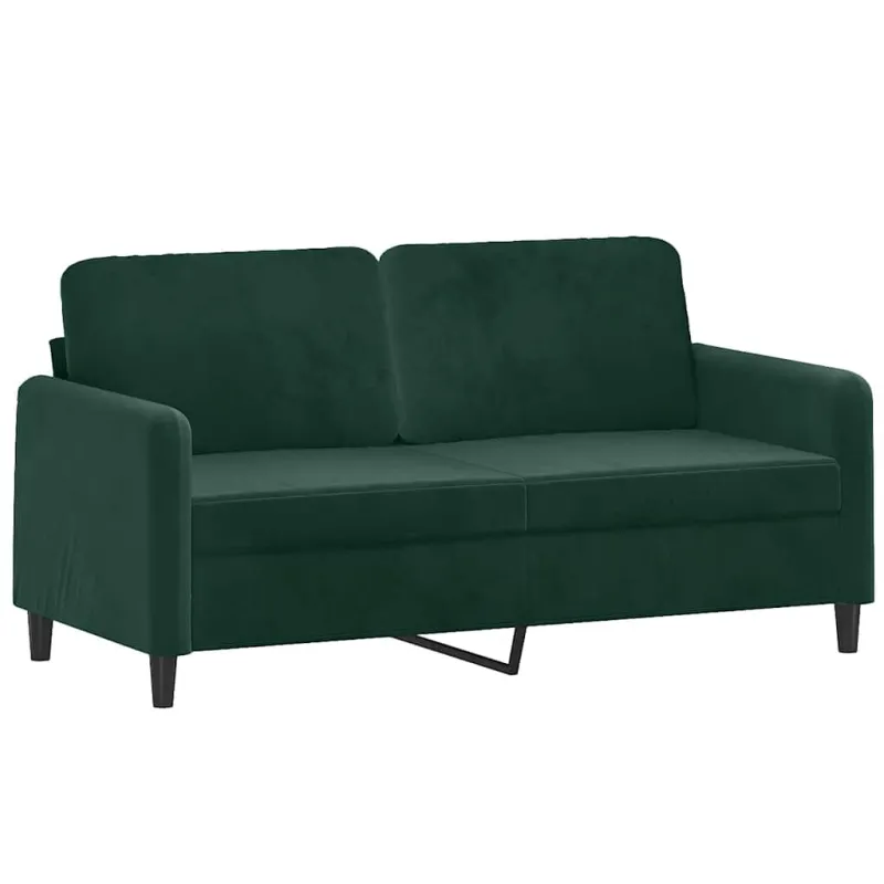 Dvivietė sofa su pagalvėlėmis, tamsiai žalia, 140cm, aksomas