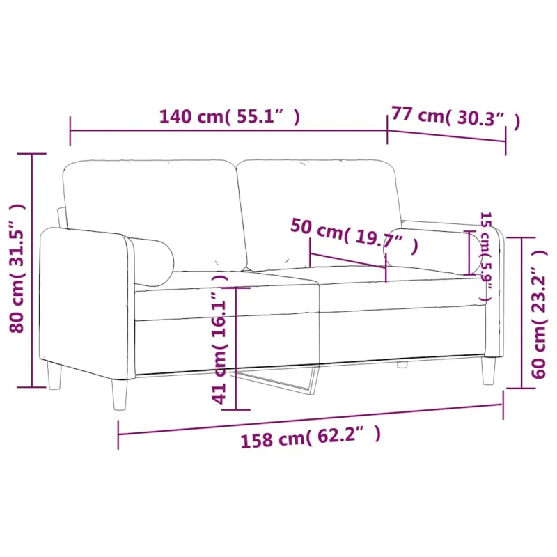 Dvivietė sofa su pagalvėlėmis, tamsiai žalia, 140cm, aksomas