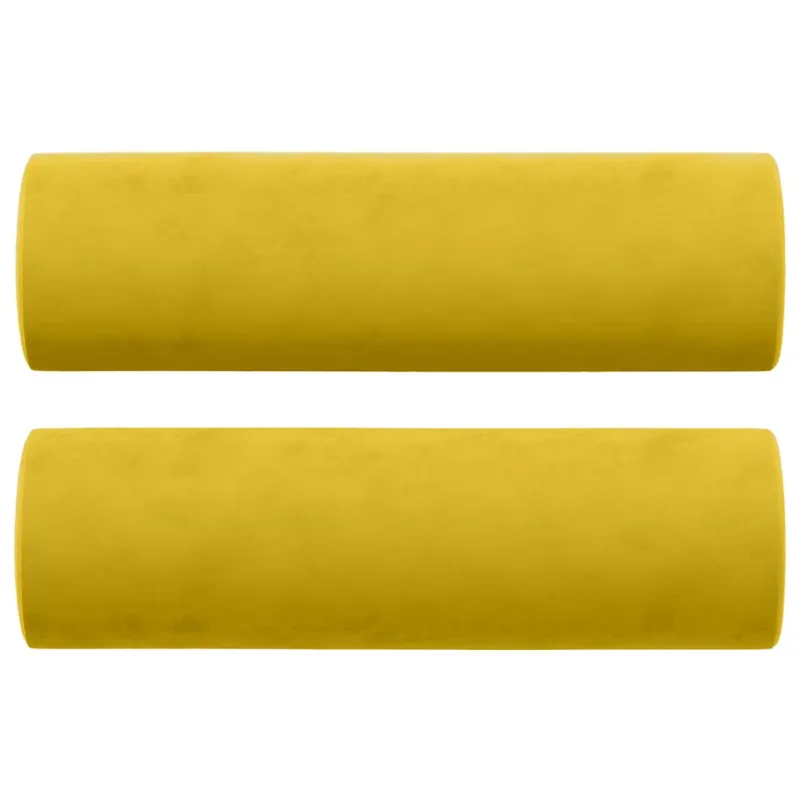 Dvivietė sofa su pagalvėlėmis, geltonos spalvos, 140cm, aksomas