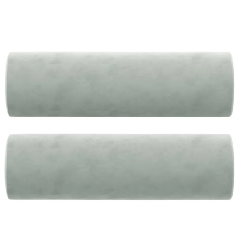 Trivietė sofa su pagalvėlėmis, šviesiai pilka, 180cm, aksomas