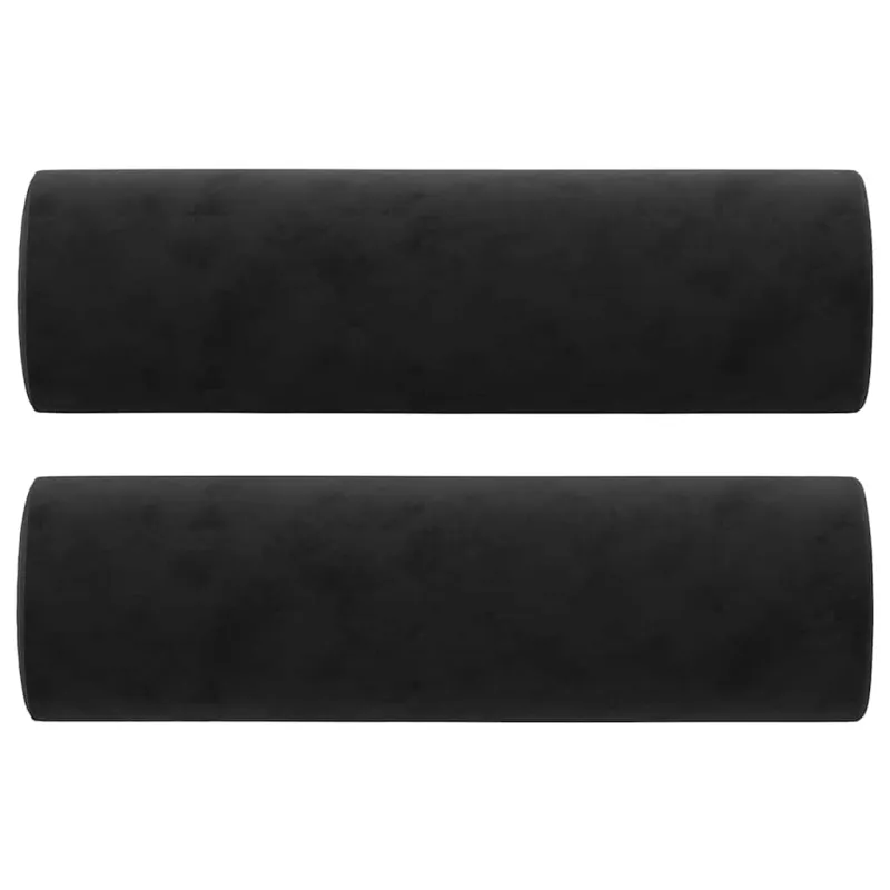 Trivietė sofa su pagalvėlėmis, juodos spalvos, 180cm, aksomas