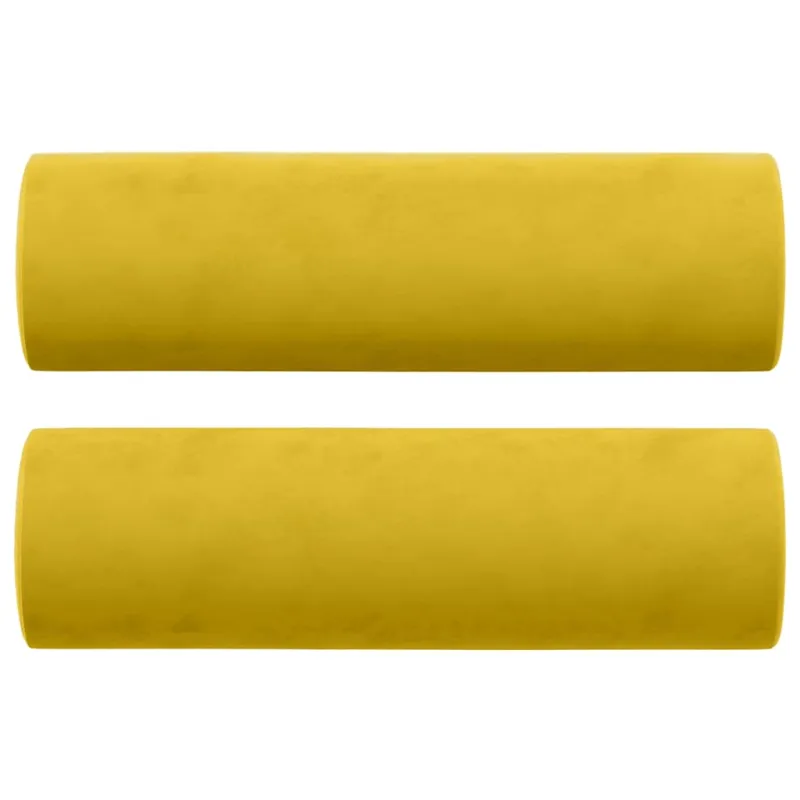 Trivietė sofa su pagalvėlėmis, geltonos spalvos, 180cm, aksomas