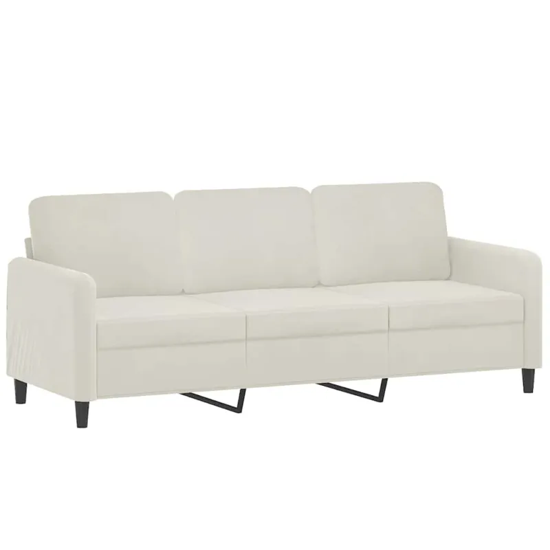 Trivietė sofa su pagalvėlėmis, kreminės spalvos, 180cm, aksomas