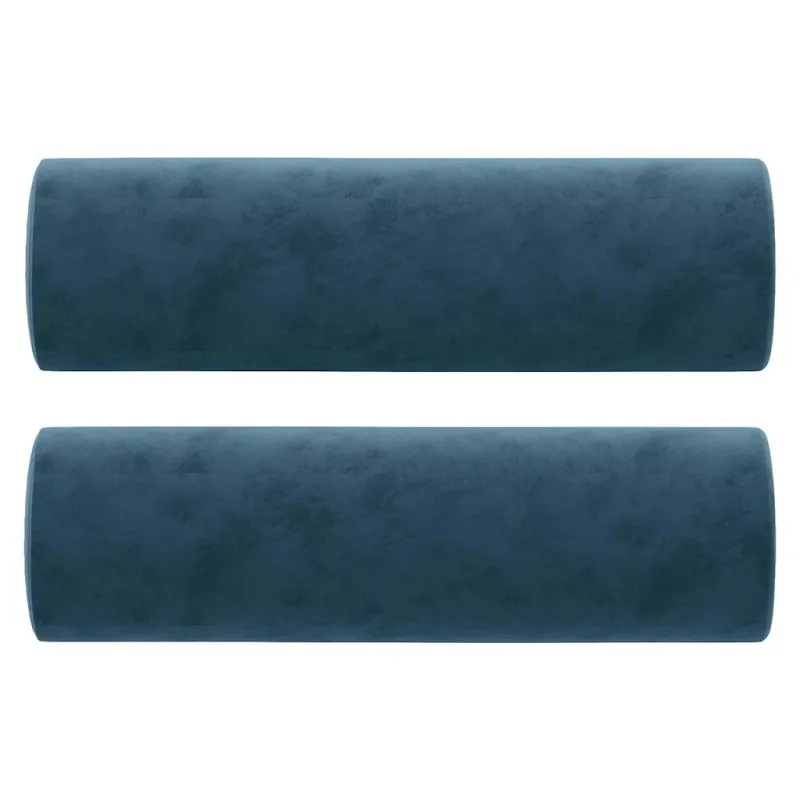 Trivietė sofa su pagalvėlėmis, mėlynos spalvos, 180cm, aksomas