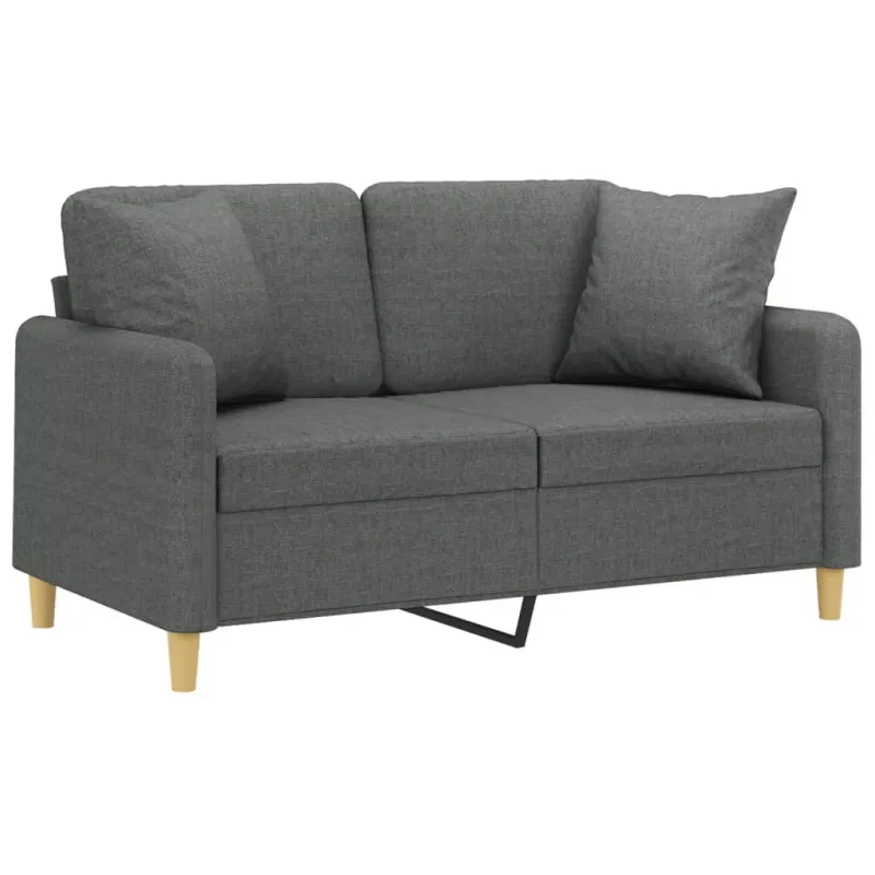 Dvivietė sofa su pagalvėlėmis, tamsiai pilka, 120cm, audinys