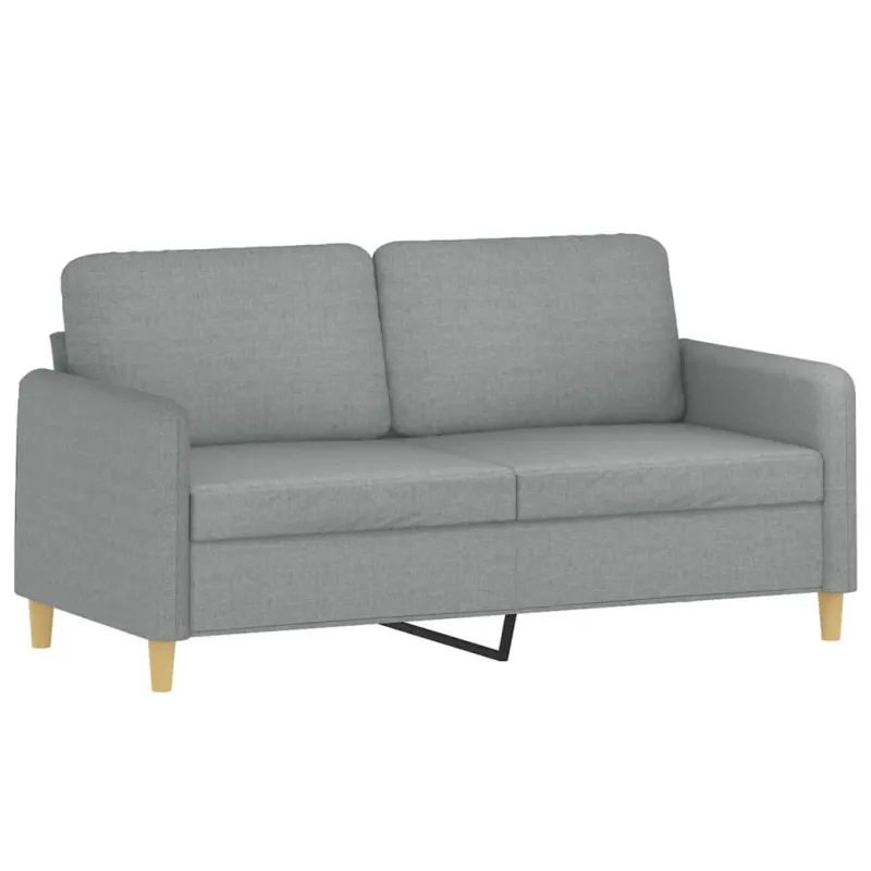 Dvivietė sofa su pagalvėlėmis, šviesiai pilka, 140cm, audinys