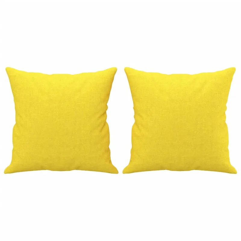 Trivietė sofa su pagalvėlėmis, šviesiai geltona, 180cm, audinys
