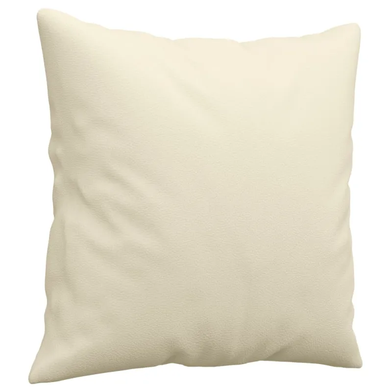 Dvivietė sofa su pagalvėlėmis, kreminė, 120cm, dirbtinė oda
