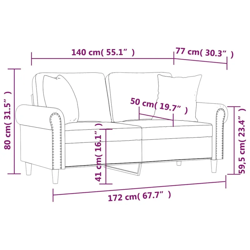 Dvivietė sofa su pagalvėlėmis, tamsiai žalia, 140cm, aksomas