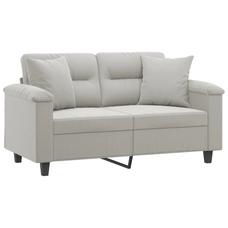 Dvivietė sofa su pagalvėmis, pilka, 120cm, mikropluošto audinys