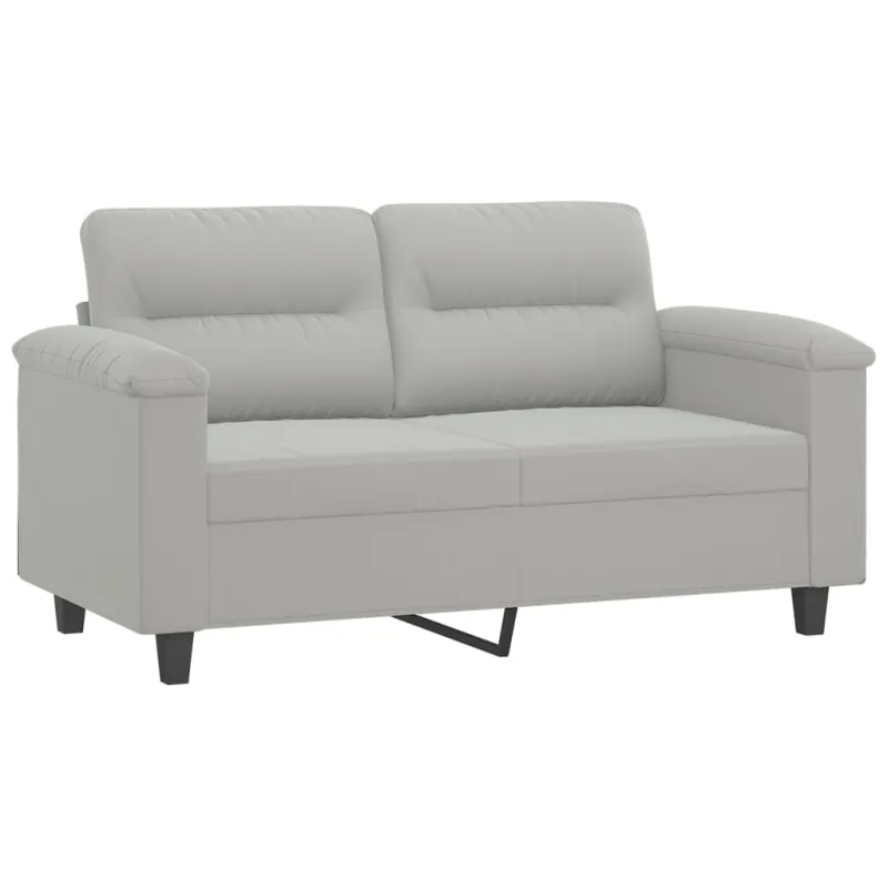 Dvivietė sofa su pagalvėmis, pilka, 120cm, mikropluošto audinys