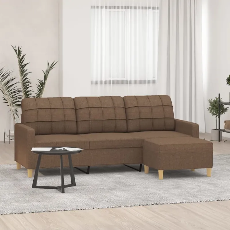 Trivietė sofa su pakoja, rudos spalvos, 180cm, audinys