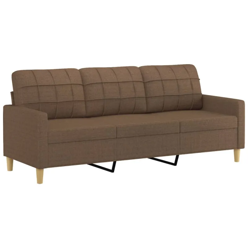 Trivietė sofa su pakoja, rudos spalvos, 180cm, audinys