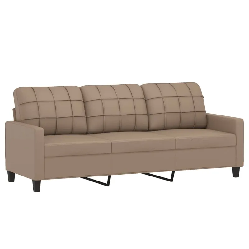 Trivietė sofa su pakoja, kapučino spalvos, 180cm, dirbtinė oda