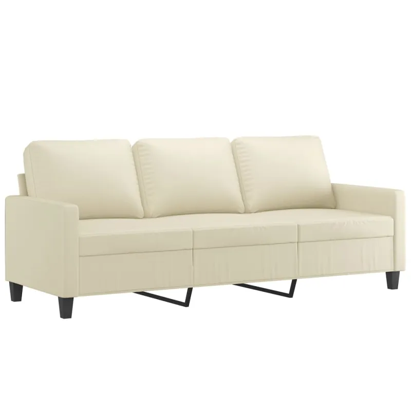 Trivietė sofa su pakoja, kreminės spalvos, 180cm, dirbtinė oda