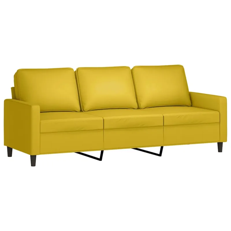 Trivietė sofa su pakoja, geltonos spalvos, 180cm, aksomas