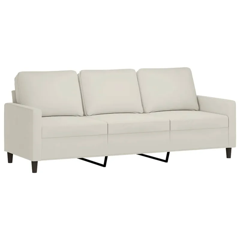 Trivietė sofa su pakoja, kreminės spalvos, 180cm, aksomas