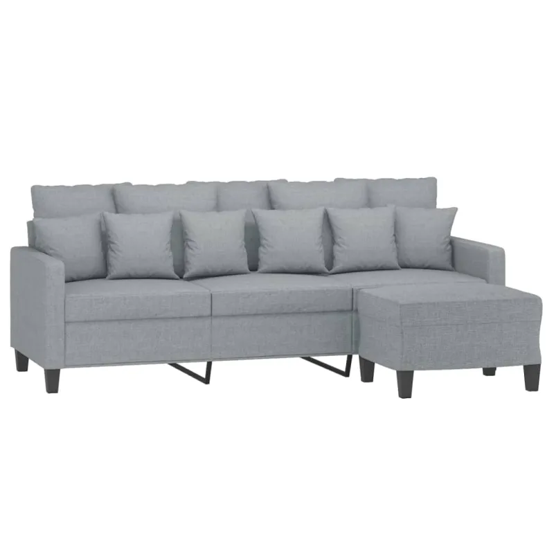 Trivietė sofa su pakoja, šviesiai pilka, 180cm, audinys