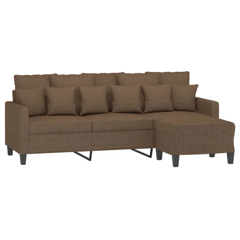 Trivietė sofa su pakoja, rudos spalvos, 180cm, audinys