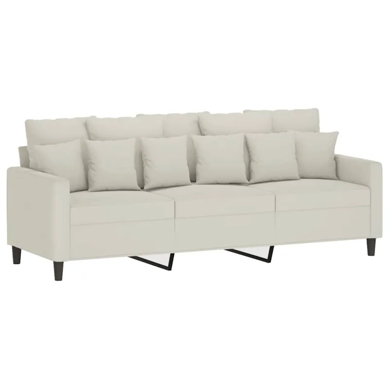 Trivietė sofa su pakoja, kreminės spalvos, 180cm, aksomas