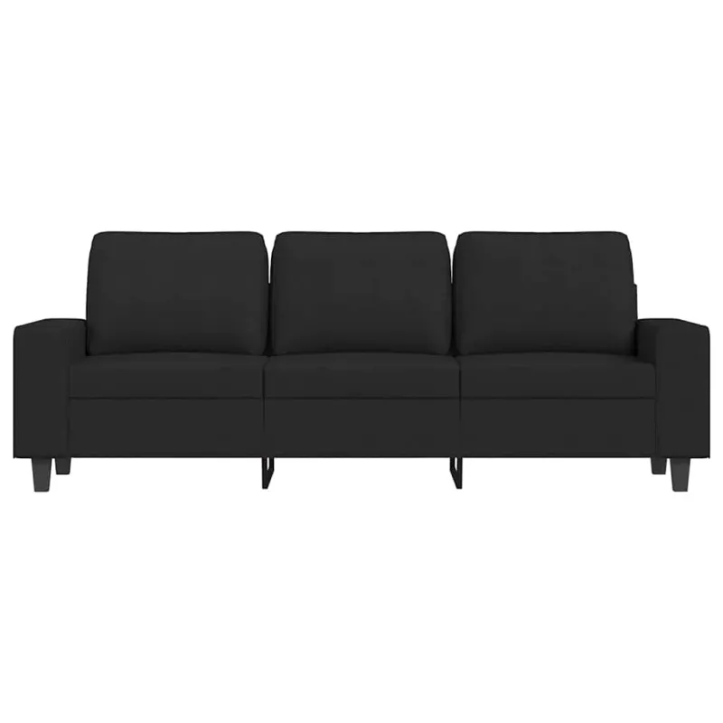 Trivietė sofa su pakoja, juodos spalvos, 180cm, audinys