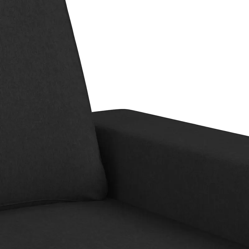 Trivietė sofa su pakoja, juodos spalvos, 180cm, audinys
