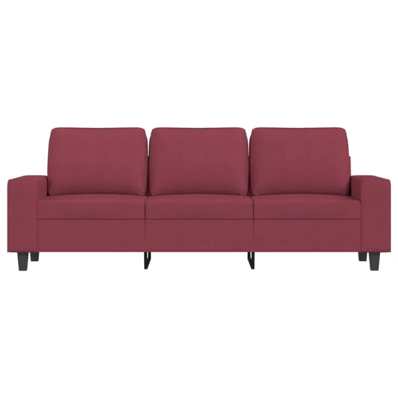 Trivietė sofa su pakoja, raudonojo vyno spalvos, 180cm, audinys