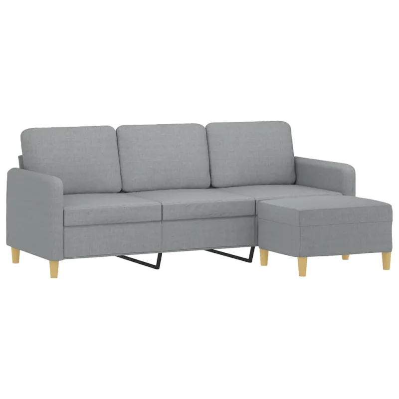 Trivietė sofa su pakoja, šviesiai pilka, 180cm, audinys