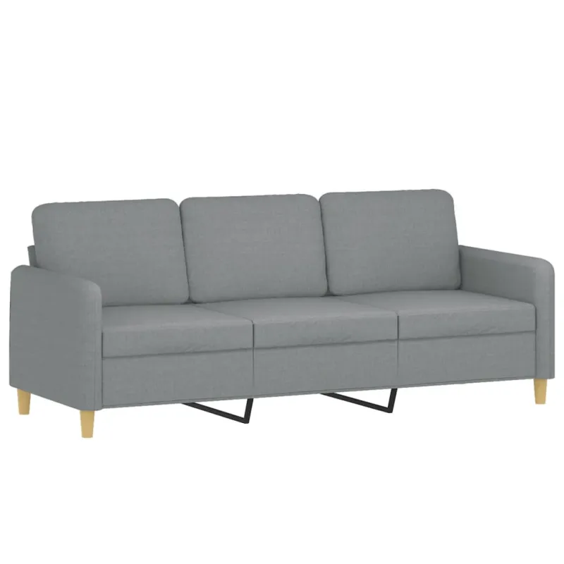 Trivietė sofa su pakoja, šviesiai pilka, 180cm, audinys