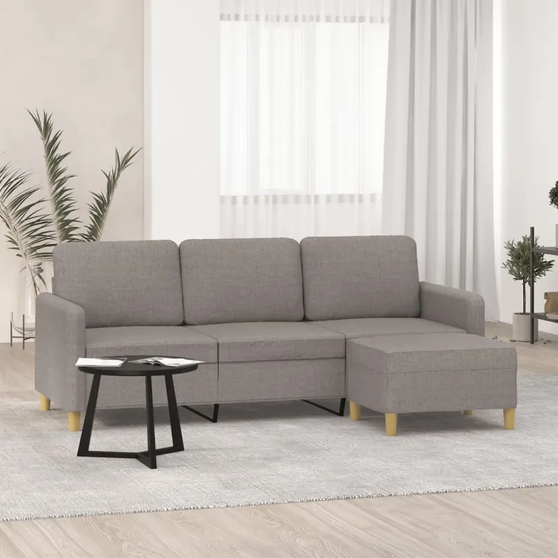 Trivietė sofa su pakoja, taupe spalvos, 180cm, audinys