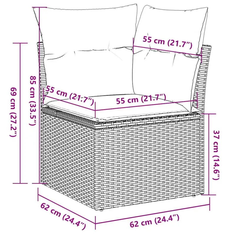 Sodo komplekti, 10 osaa, ruskea, polyratasta, pehmusteilla