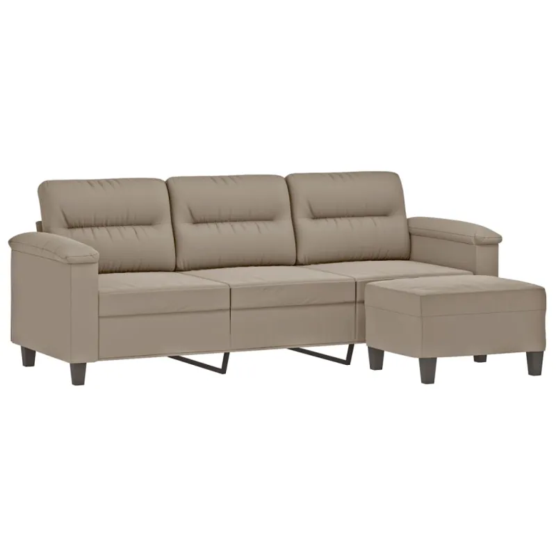 Trivietė sofa su pakoja, taupe, 180cm, mikropluošto audinys