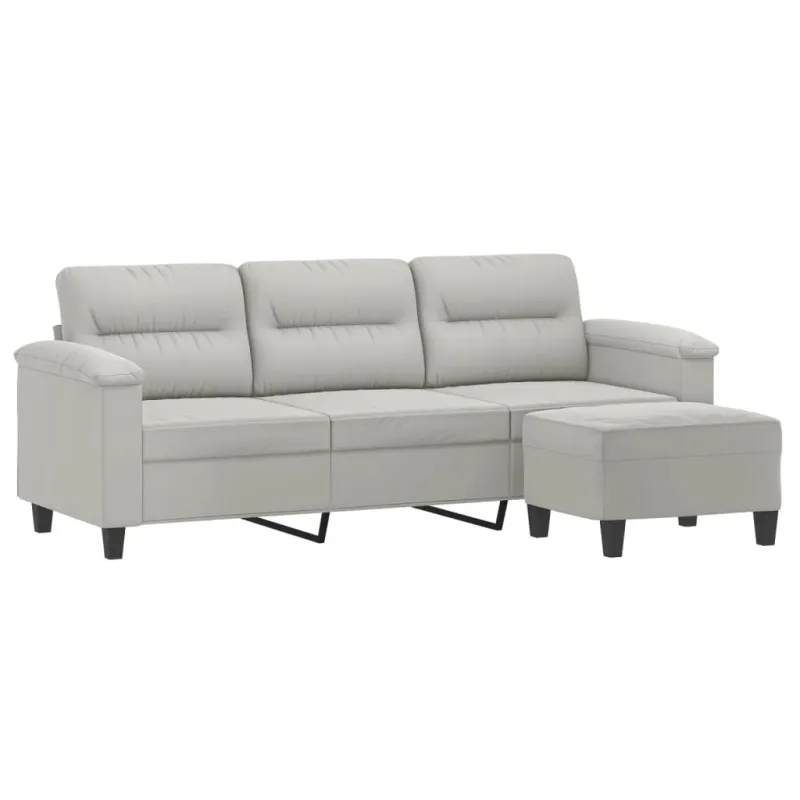 Trivietė sofa su pakoja, šviesiai pilka, 180cm, audinys
