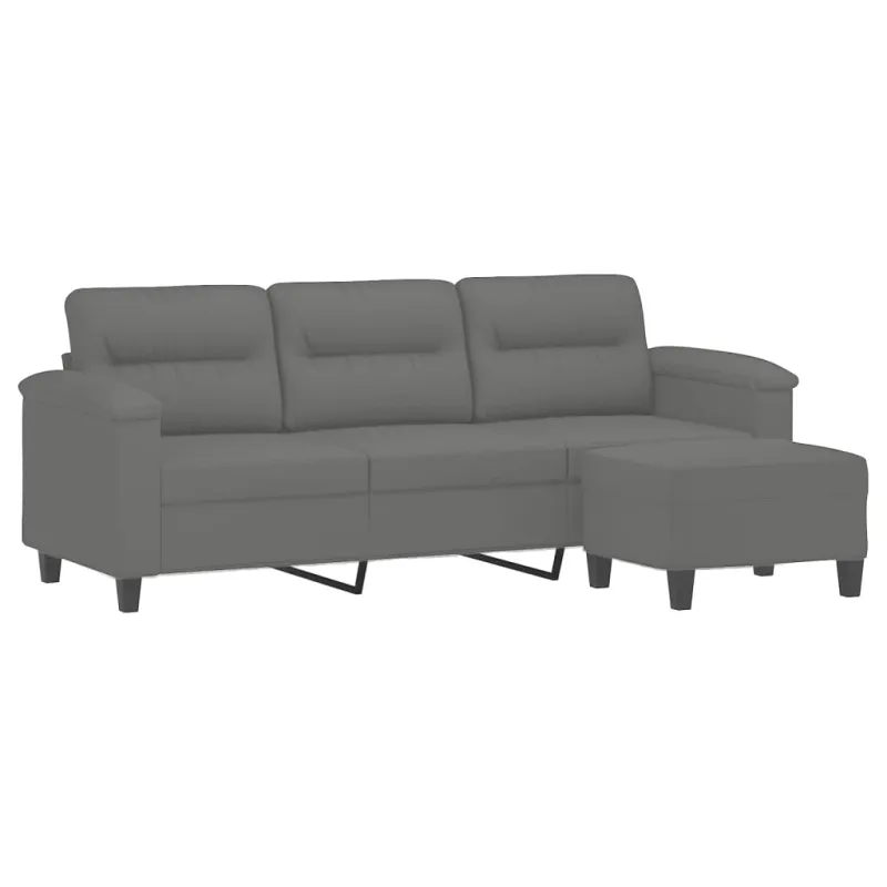 Trivietė sofa su pakoja, tamsiai pilka, 180cm, audinys