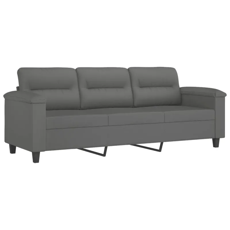 Trivietė sofa su pakoja, tamsiai pilka, 180cm, audinys