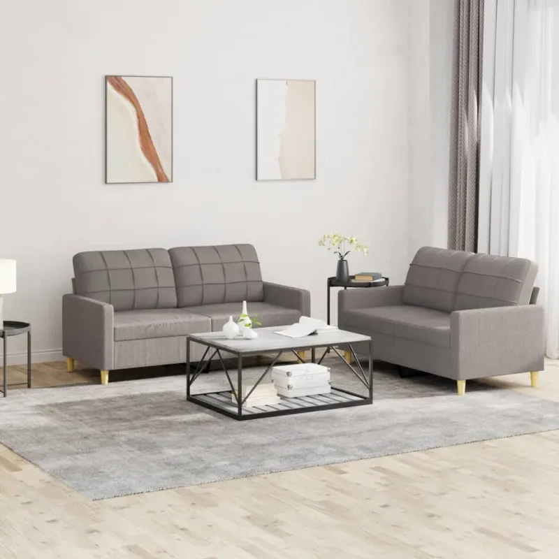 Sofos komplektas su pagalvėlėmis, 2 dalių, taupe, audinys