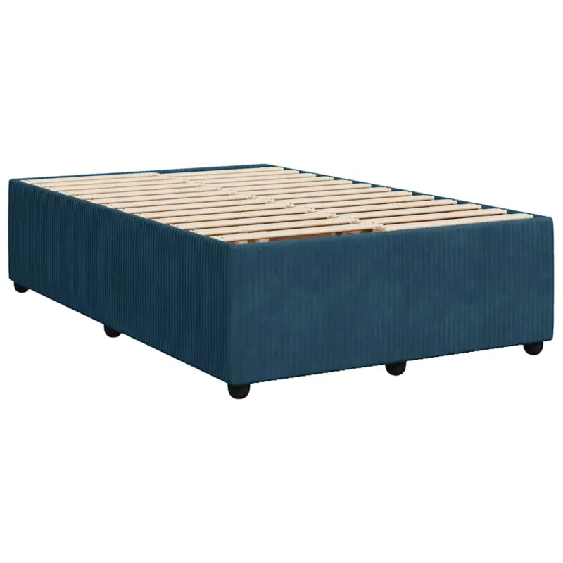 Lova su spyruoklėmis ir čiužiniu, mėlyna, 120x190cm, aksomas