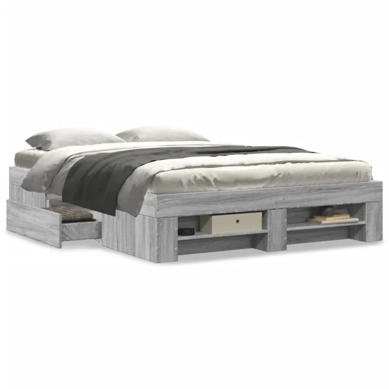 Lovos rėmas, pilkos ąžuolo spalvos, 135x190cm, apdirbta mediena